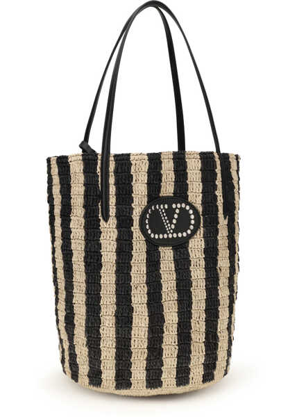 Genti de mana Valentino Garavani Striped raffia Bucket Bag NATURALE/NERO Femei (BM 19758323) 2