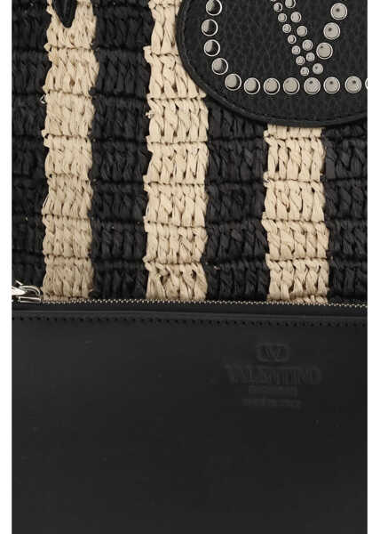 Genti de mana Valentino Garavani Striped raffia Bucket Bag NATURALE/NERO Femei (BM 19758323) 4