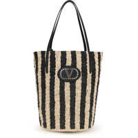 Genti de mana Striped raffia Bucket Bag Femei