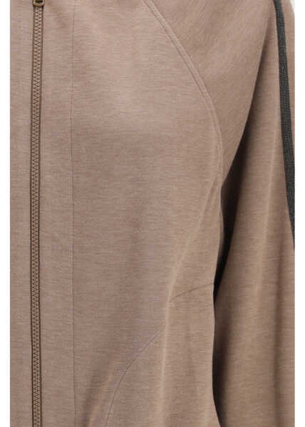 Pulovere casual Brunello Cucinelli Cotton hooded Sweatshirt MAUVE/PERLA Femei (BM 19758335) 3