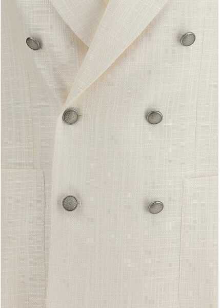 Sacouri Tagliatore double-breasted linen and cotton Blazer PANNA Barbati (BM 19758344) 3