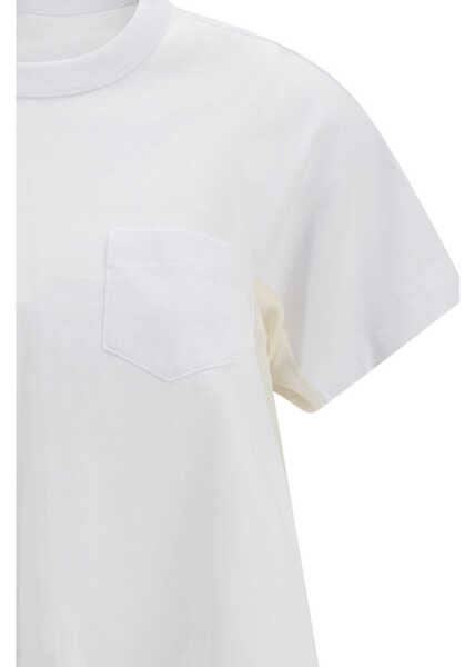 Tricouri Sacai Light Weight Denim x Cotton Jersey T-shirt WHITE Femei (BM 19758476) 3