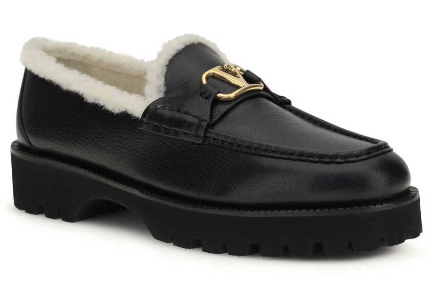 Mocasini Valentino Garavani Vlogo fur Loafers NERO/BIANCO Femei (BM 19758899) 2