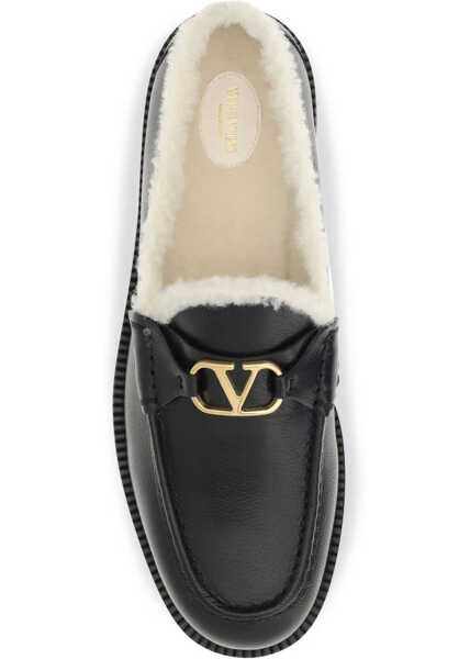 Mocasini Valentino Garavani Vlogo fur Loafers NERO/BIANCO Femei (BM 19758899) 4