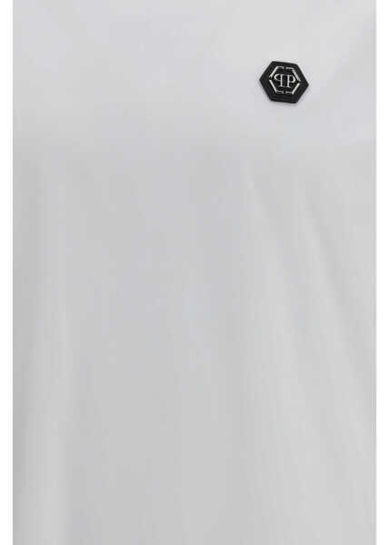 Tricouri Philipp Plein Round Neck T-shirt Hexagon WHITE Barbati (BM 19758902) 3