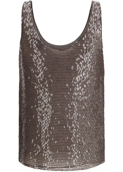 Topuri Brunello Cucinelli Sleeveless scoop-neck Top DARK BROWN Femei (BM 19759031) 2