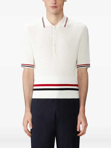 Tricouri Polo Thom Browne Woven cotton Polo Shirt WHITE Barbati (BM 19759613) 3