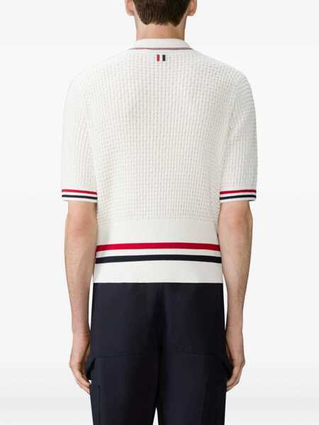 Tricouri Polo Thom Browne Woven cotton Polo Shirt WHITE Barbati (BM 19759613) 4
