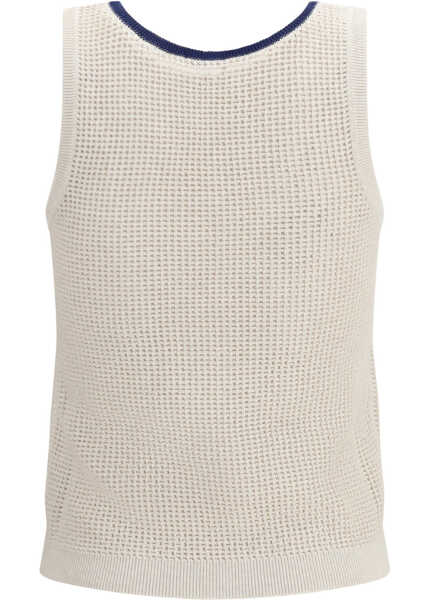 Topuri Brunello Cucinelli Cotton mesh knit Top AVENAZAFFIRO Femei (BM 19759643) 2