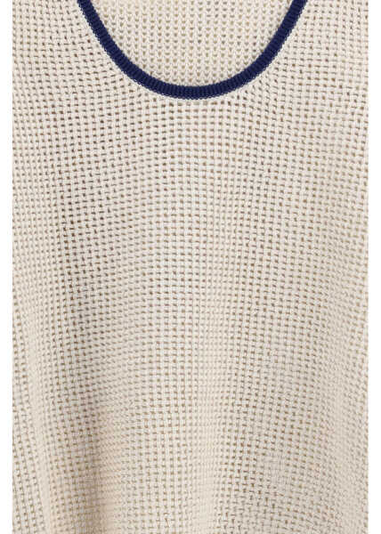 Topuri Brunello Cucinelli Cotton mesh knit Top AVENAZAFFIRO Femei (BM 19759643) 3