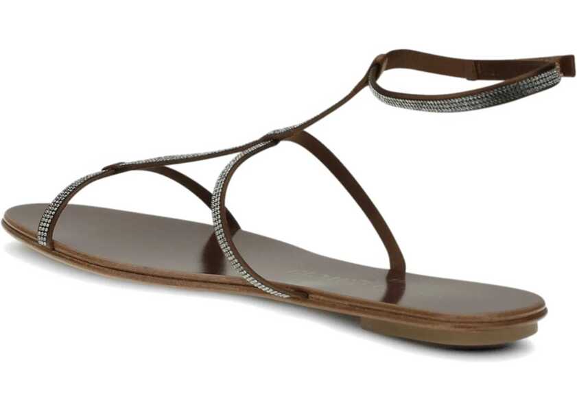 Sandale Pedro Garcia Rhinestone Sandals NUTMEG SATIN Femei (BM 19759664) 3