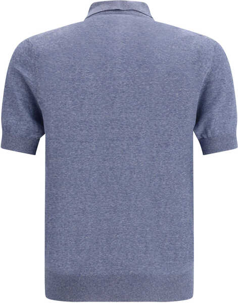 Tricouri Polo Brunello Cucinelli Linen and silk Polo Shirt DENIM Barbati (BM 19759823) 2