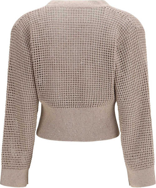Cardigane Brunello Cucinelli Sequined mesh Cardigan DESERTO Femei (BM 19759859) 2