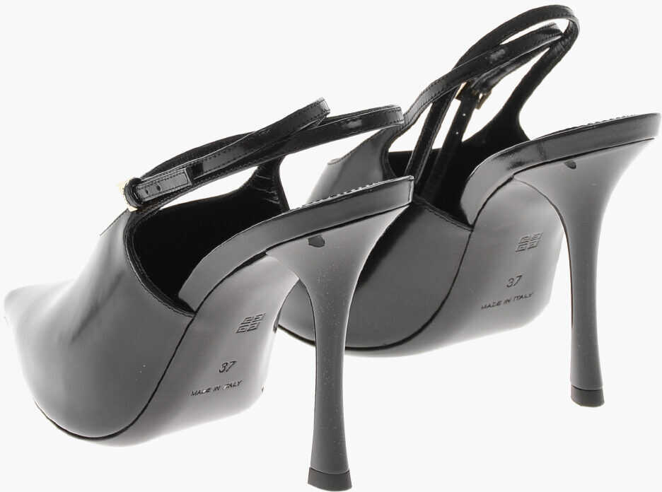 Pantofi stiletto Givenchy Brushed Leather Slingbacks With 10Cm Ankle Strap Black Femei (BM 19759973) 2