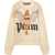 Palm Angels Brushed Cotton Sweatshirt Crystal Pin Up With Print Beige