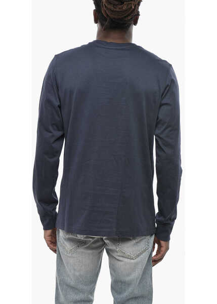 Tricouri Diesel Cotton Crew Neck T-Shirt T-Just-Ls-Situation With Logo Blue Barbati (BM 19759979) 2