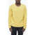 Palm Angels Cashmere Blend Crew Neck Sweater Curved Logo Yellow