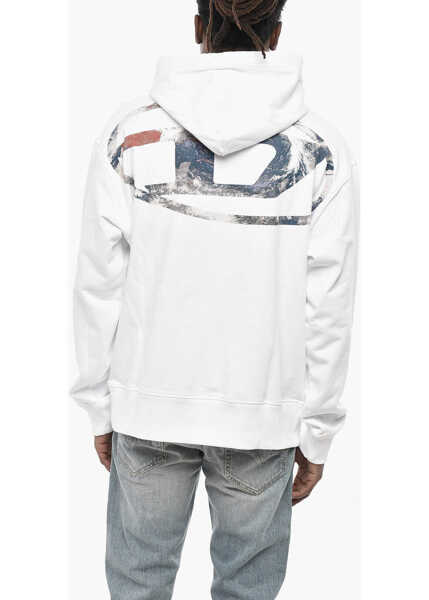 Bluze de trening Diesel Cotton Hoodie S-Macs With Monogram White Barbati (BM 19760000) 2