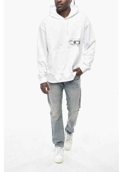 Bluze de trening Diesel Cotton Hoodie S-Macs With Monogram White Barbati (BM 19760000) 4