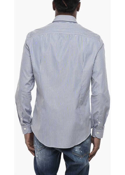 Camasi elegante VINCENZO DI RUGGIERO Striped Shirt Awning With French Collar Blue Barbati (BM 19760006) 2