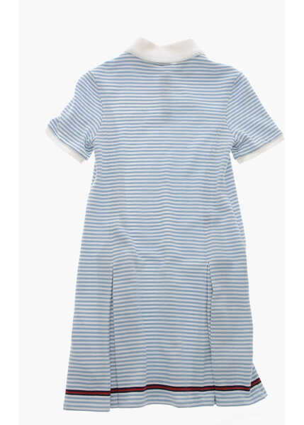 Tricouri Polo Gucci Awning-Striped Cotton Polo Dress With Embroidered Logo Light Blue Fete (BM 19760012) 3