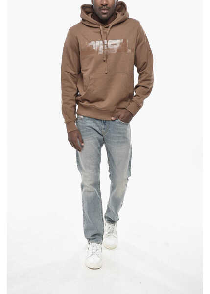 Bluze de trening Diesel Hoodie Sweatshirt Solid-Color S-Ginn With Maxi Logo Brown Barbati (BM 19760015) 4