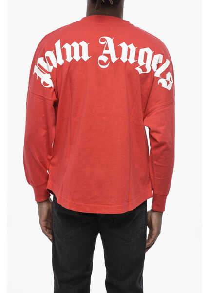 Tricouri Palm Angels Cotton Long Sleeve T-Shirt Classic Logo Red Barbati (BM 19760042) 2