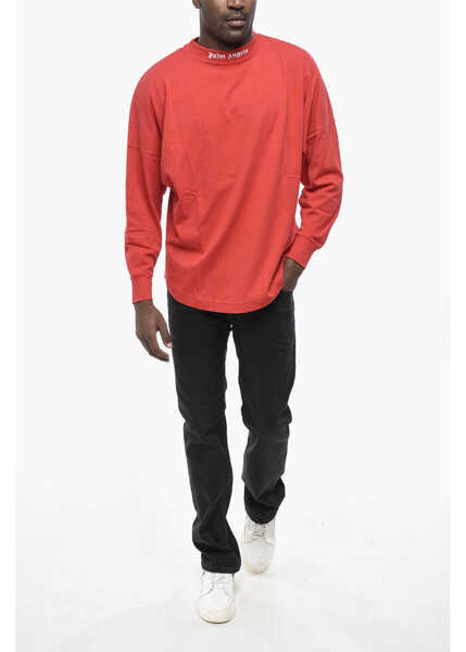 Tricouri Palm Angels Cotton Long Sleeve T-Shirt Classic Logo Red Barbati (BM 19760042) 4