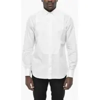 Camasi elegante Cotton Bird's-Eye Tuxedo Shirt With French Collar And Cuffli Barbati