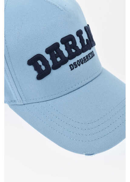 Sepci DSQUARED2 Cotton Gabardine Baseball Cap Souvenir From Canada With Rais Light Blue Barbati (BM 19760072) 3
