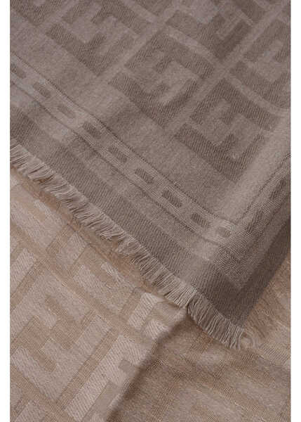 Esarfe Fendi Wool-Blend Scarf With All-Over Monogram Beige Femei (BM 19760075) 3