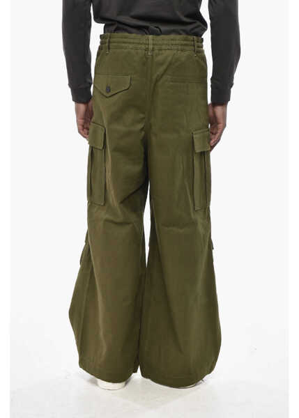 Pantaloni casual Marni Cotton-Blend Cargo Pants With Elastic Waist Military Green Barbati (BM 19760168) 2