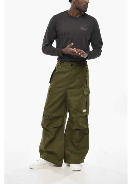 Pantaloni casual Marni Cotton-Blend Cargo Pants With Elastic Waist Military Green Barbati (BM 19760168) 4