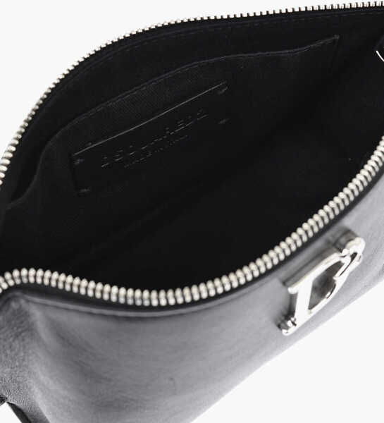 Genti de mana DSQUARED2 Leather Pouch D2 Statement With Metal Monogram Black Femei (BM 19760183) 3