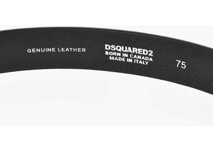 Curele DSQUARED2 Leather Belt Dirty Plaque With Jeweled Buckle 30Mm Black Femei (BM 19760189) 3