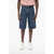 Palm Angels Dark Wash Denim Cargo Shorts Metal Frame Blue