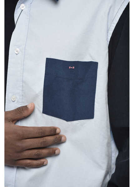 Camasi casual EDENPARK Ribbed Velour Casual Shirt Arbonne Button-Down Blue Barbati (BM 19760204) 3