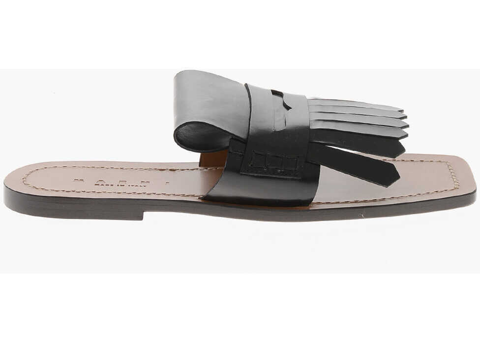 Sandale fara toc Marni Leather Sandals Penny With Leather Sole Black Femei (BM 19760207) 3