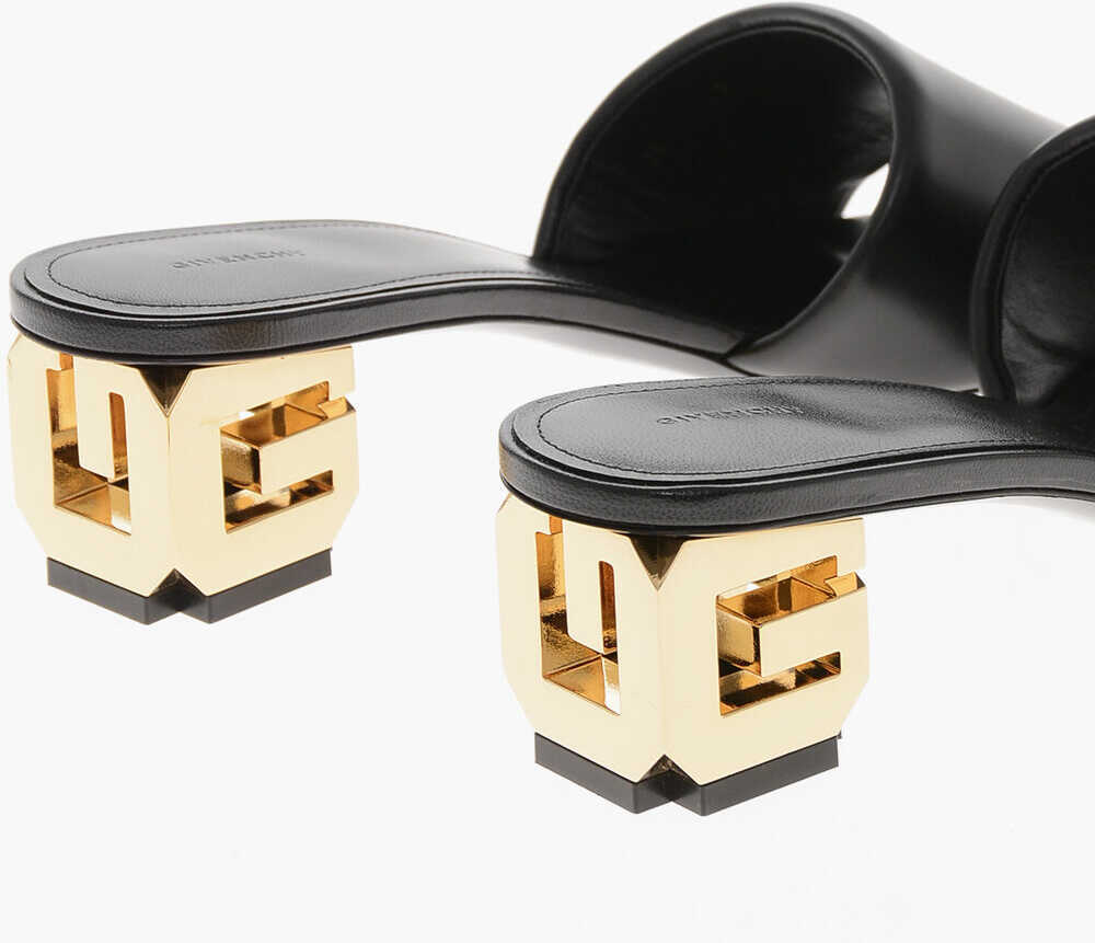 Saboti Givenchy Leather Open Toe Mules With Iconic 5Cm Heel Black Femei (BM 19760222) 2