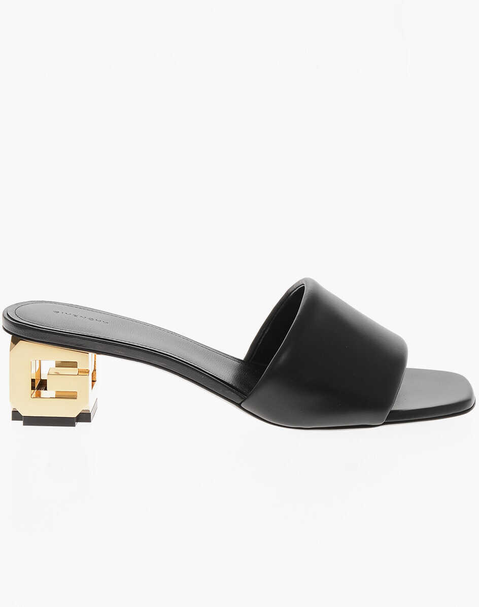 Saboti Givenchy Leather Open Toe Mules With Iconic 5Cm Heel Black Femei (BM 19760222) 3