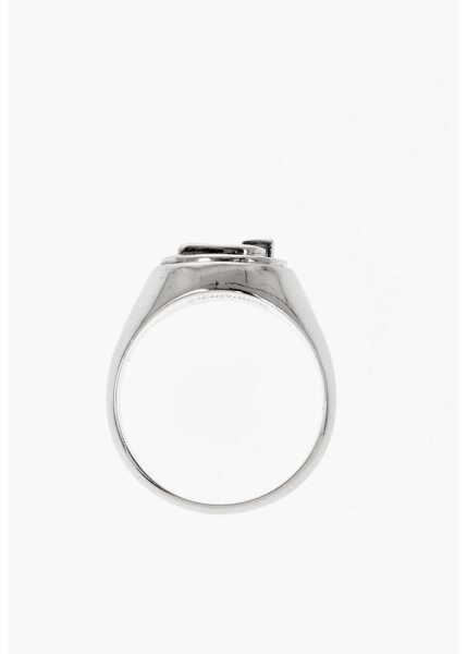 Inele DSQUARED2 Brass Signet Ring With Embossed Monogram Silver Barbati (BM 19760231) 3