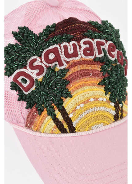 Sepci DSQUARED2 Cotton And Mesh Baseball Cap Tropical With Bead And Sequin E Pink Femei (BM 19760255) 3