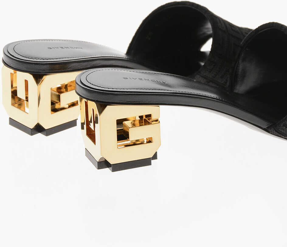 Saboti Givenchy Open-Toe Jacquard Fabric Mules With Iconic 5Cm Heel Black Femei (BM 19760360) 2