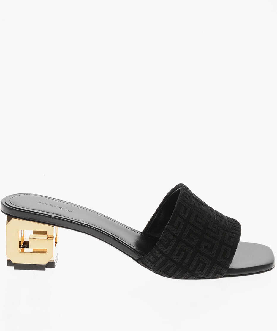 Saboti Givenchy Open-Toe Jacquard Fabric Mules With Iconic 5Cm Heel Black Femei (BM 19760360) 3