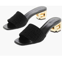 Saboti Open-Toe Jacquard Fabric Mules With Iconic 5Cm Heel Femei