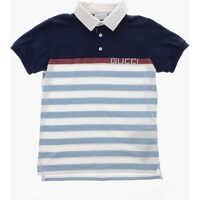 Tricouri Polo Cotton Polo With Awning Stripes And Jacquard Logo Baieti