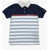 Gucci Cotton Polo With Awning Stripes And Jacquard Logo Blue