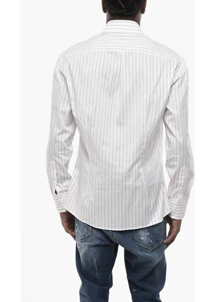 Camasi casual Brunello Cucinelli Hairline Cotton Shirt With French Collar White Barbati (BM 19760369) 2