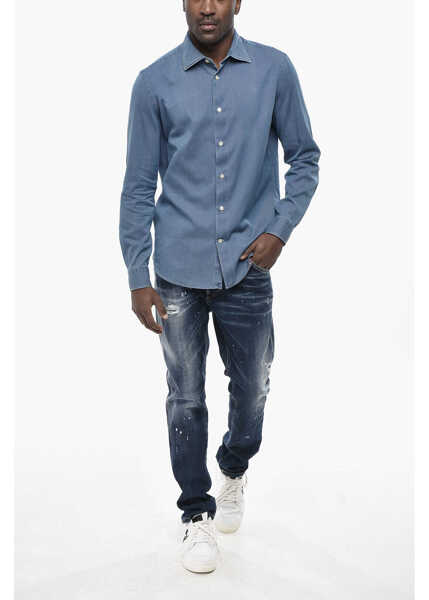 Camasi de blugi VINCENZO DI RUGGIERO Denim Shirt With French Collar Blue Barbati (BM 19760372) 4