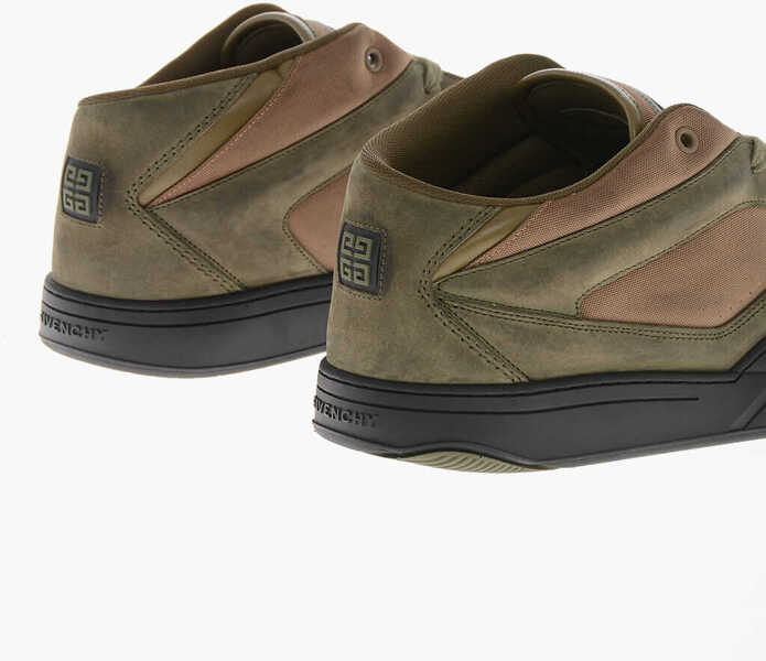 Sneakers Givenchy Nappa Leather And Nylon Mid Sneakers With Front Logo Military Green Barbati (BM 19760390) 2